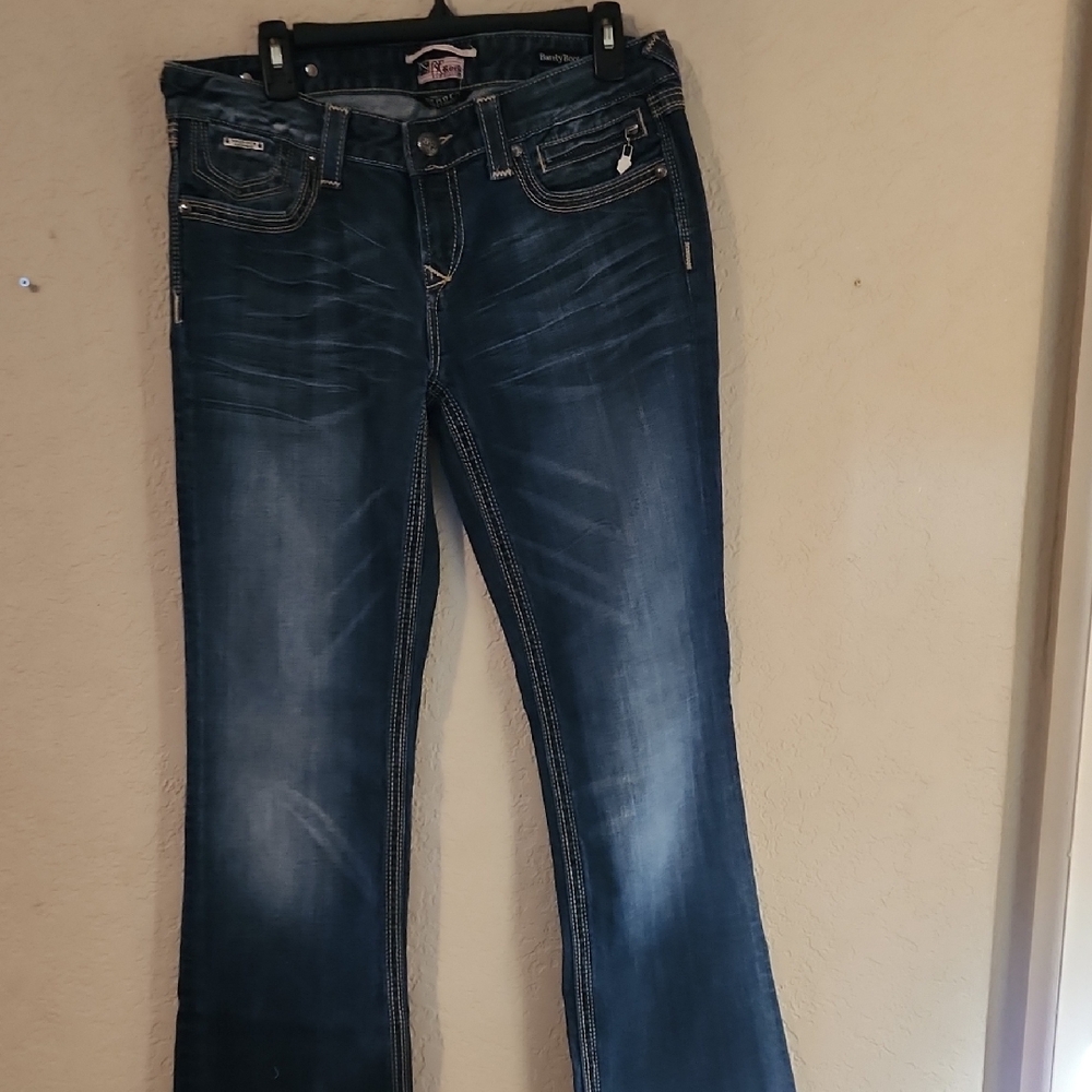 Express Blue Boot Cut Jeans with Faded Wash